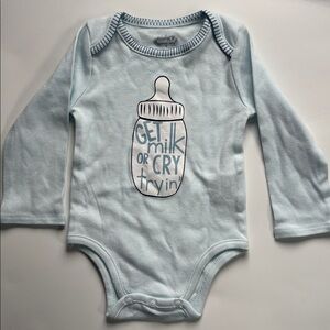 Mud Pie 100% cotton bodysuit size 0-6 months light blue funny
